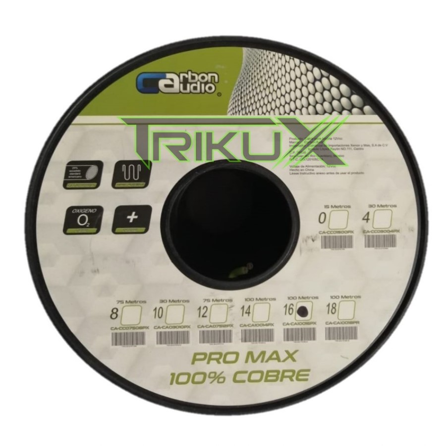 ROLLO DE CABLE CARBON AUDIO CAL.16 CA-CA10016PX