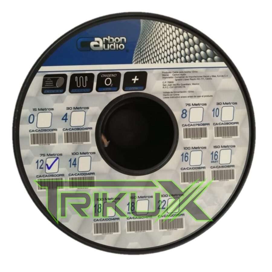 ROLLO DE CABLE CARBON AUDIO CAL.12 CA-CA07512PR