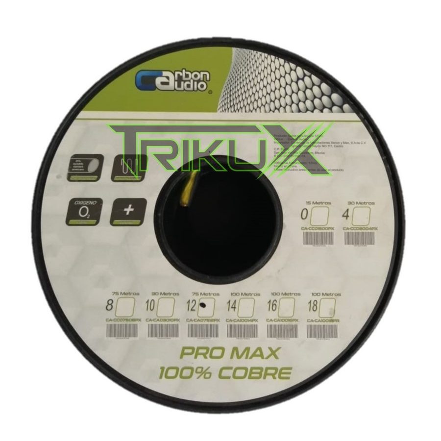 ROLLO DE CABLE CARBON AUDIO CAL.12 CA-CA07512PX
