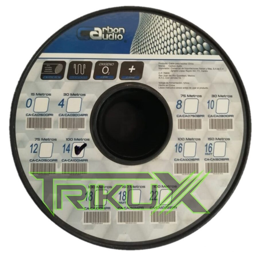 ROLLO DE CABLE CARBON AUDIO CAL.14 CA-CA10014PR