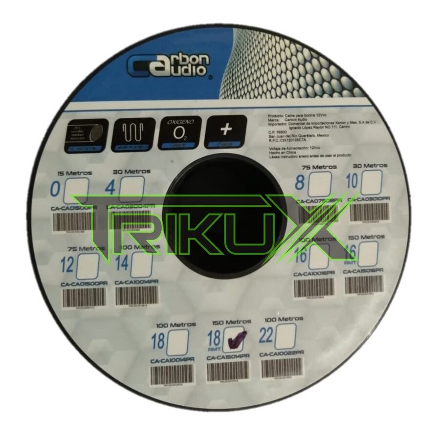 ROLLO DE CABLE CARBON AUDIO CAL.18 REMOTO CA-CA15018PR