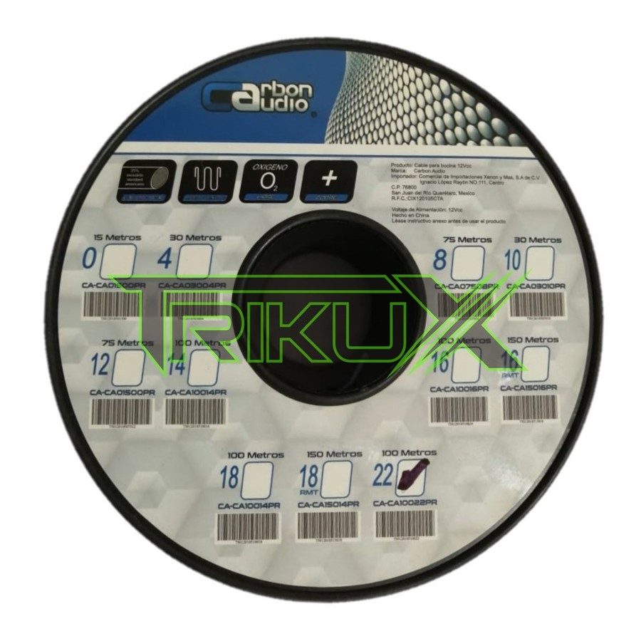 ROLLO DE CABLE CARBON AUDIO CAL.22 CA-CA10022PR