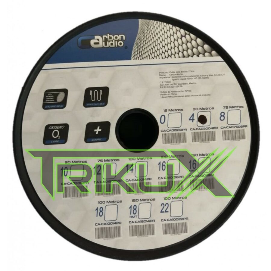 ROLLO DE CABLE CARBON AUDIO CAL.4 CA-CA03004PR