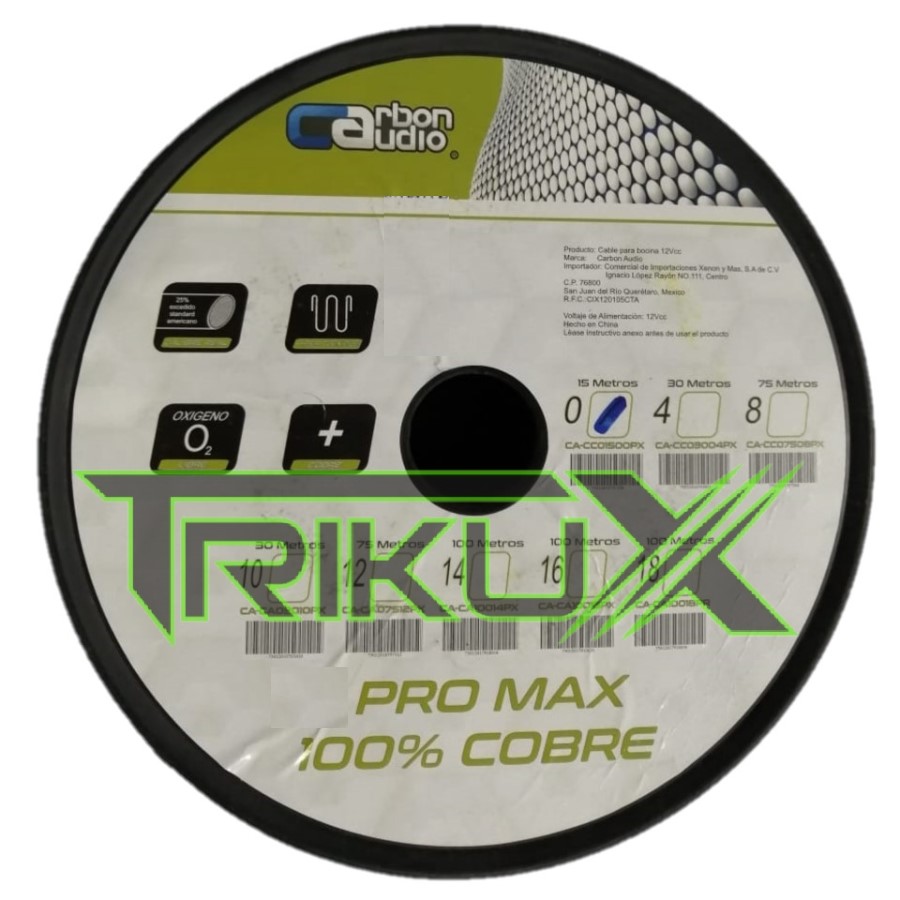 ROLLO DE CABLE CARBON AUDIO CAL.0 CA-CC01500PX